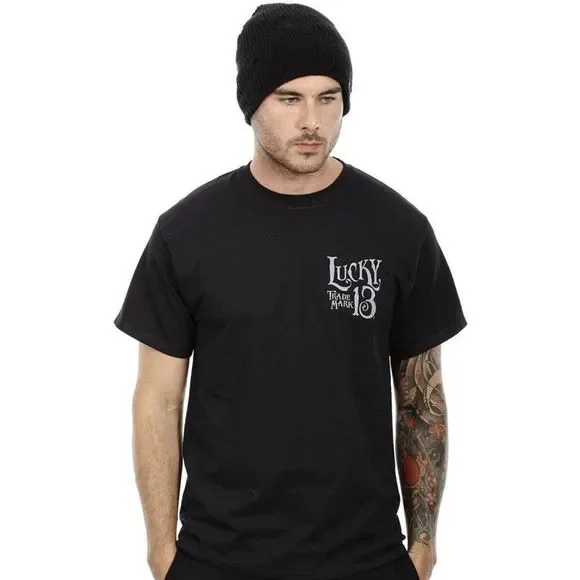 Lucky 13 Night Runner Pin Up Motorcycle Rockabilly Authentic T-Shirt L - 3XL New - Picture 5 of 6